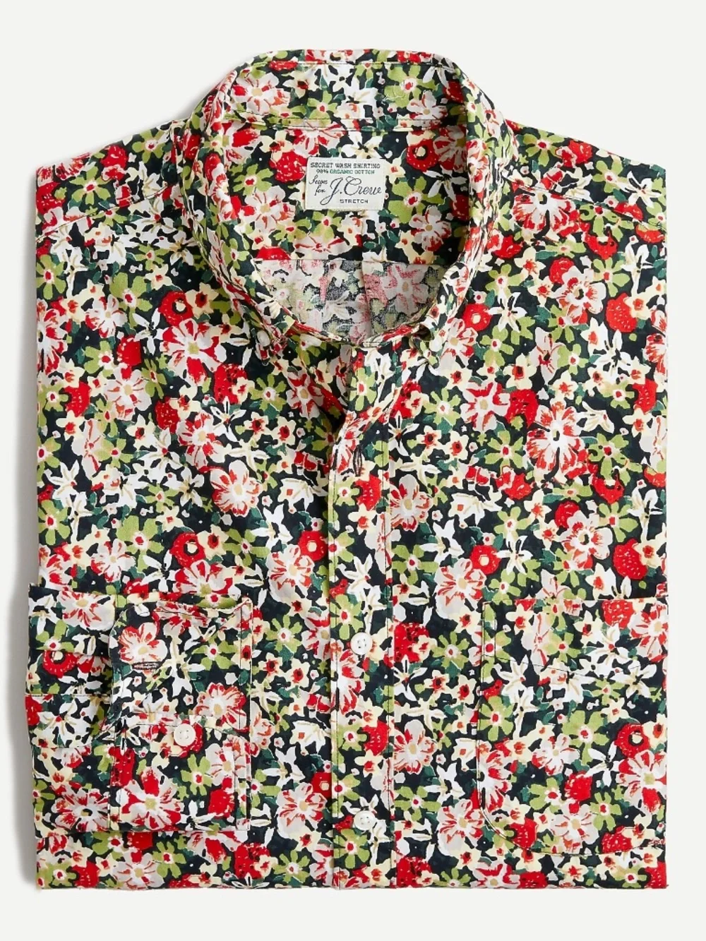 J. Crew Slim Stretch Secret Wash Cotton Poplin Button Down Shirt Spring Floral